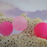 Ronde 8 - Agate de Feu givrée Fuchsia (10 pces)