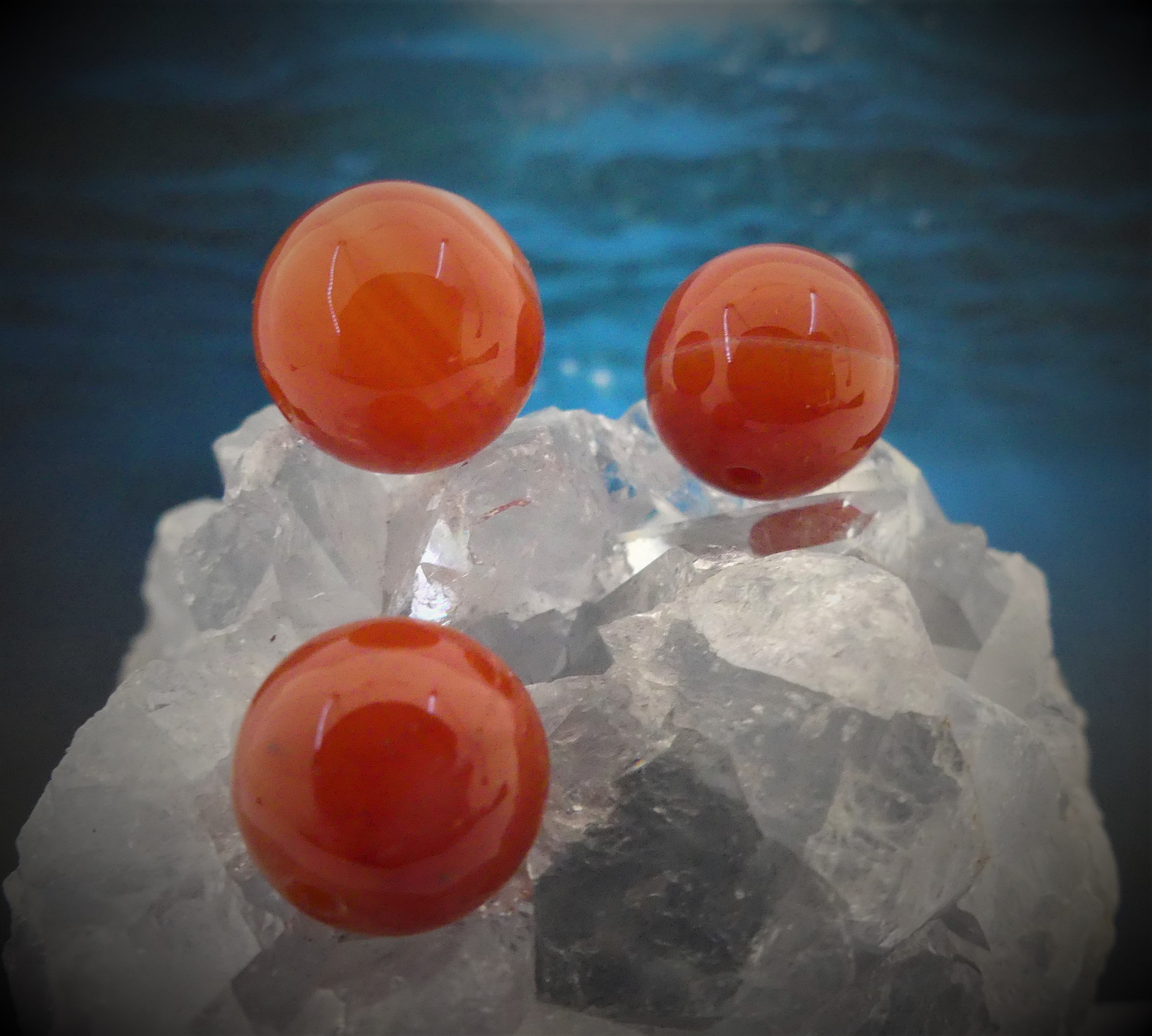 Ronde 12 - Agate naturelle rayée orange-rouge (5 pces)