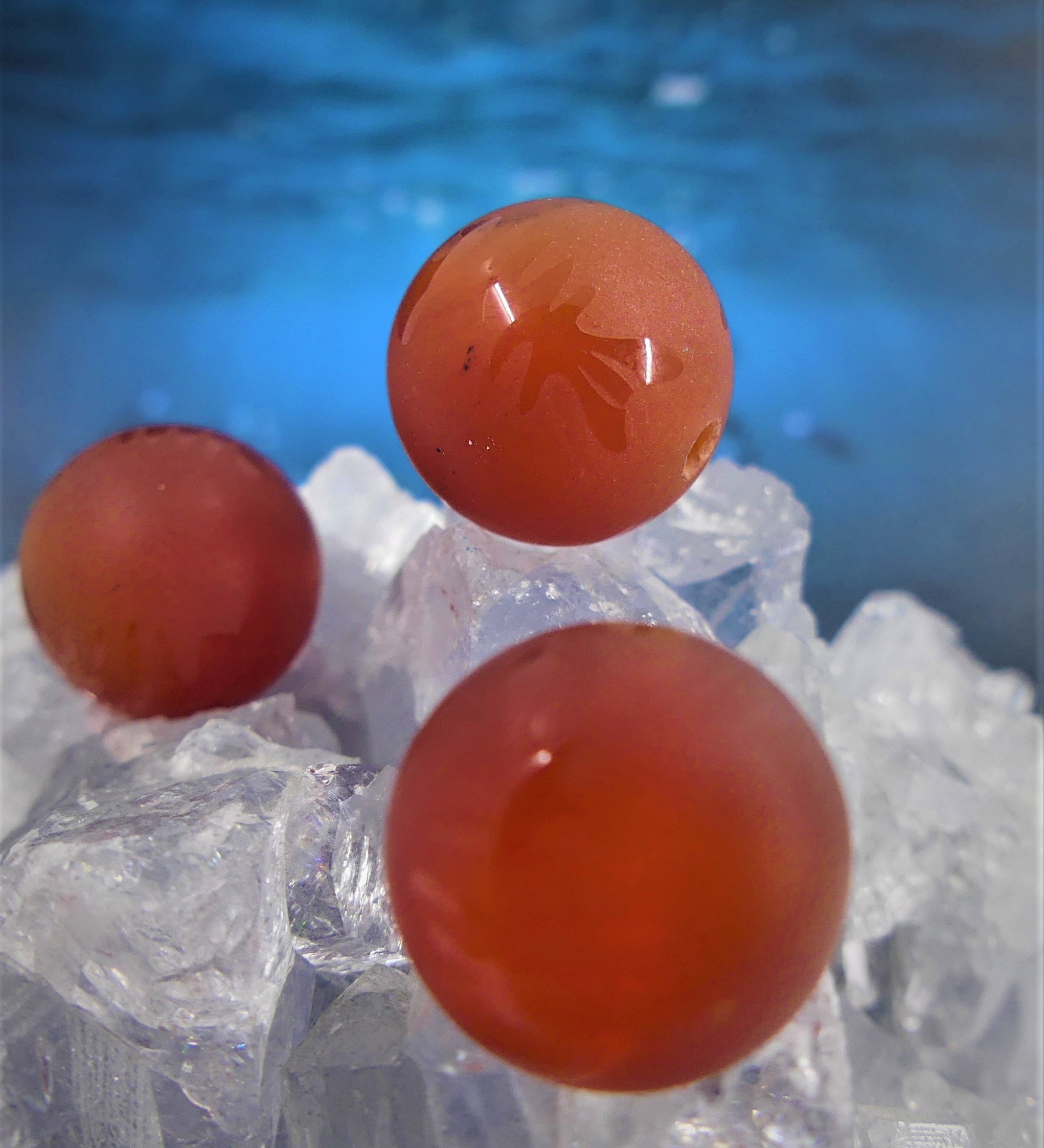 Ronde 12 - Cornaline naturelle givré rouille (5 pces)