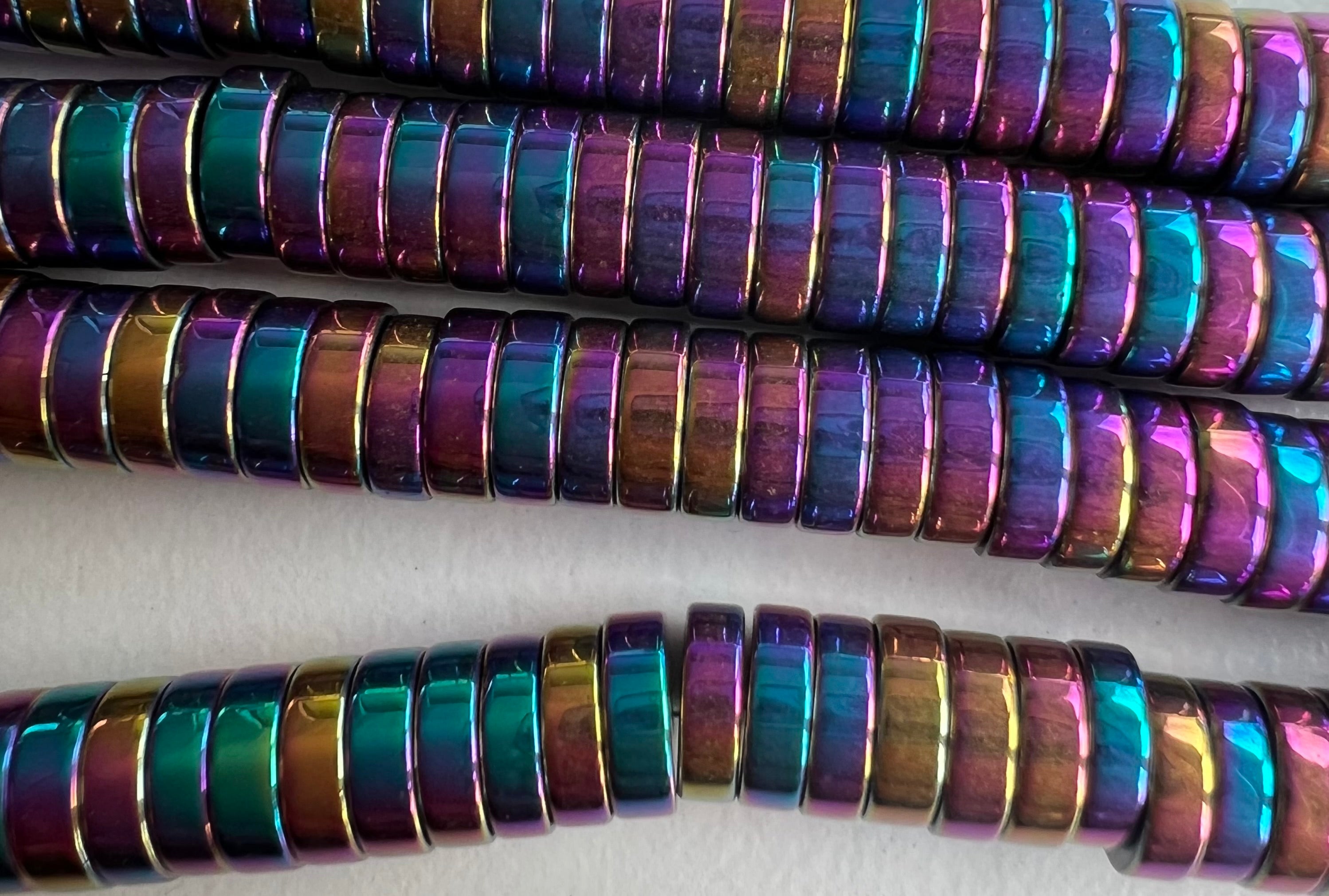 Perle Heishi - Hématite synthétique plate - Multi-couleur (10 pces)