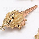 Pendentifs en laiton, coquillage en spirale, plaqué or 18K (1 pce)