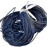 Cordon en cuir de vachette - Bleu 2 mm (à la pièce)