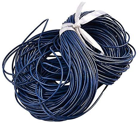 Cordon en cuir de vachette - Bleu 2 mm (à la pièce)