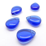 Perle en verre - Goutte plate 18 x 13 mm - Blue Royal Crystal ( 1 pce)