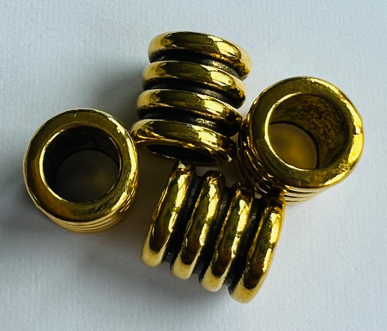 Perle rainurée - colonne - Or antique (3 pces)