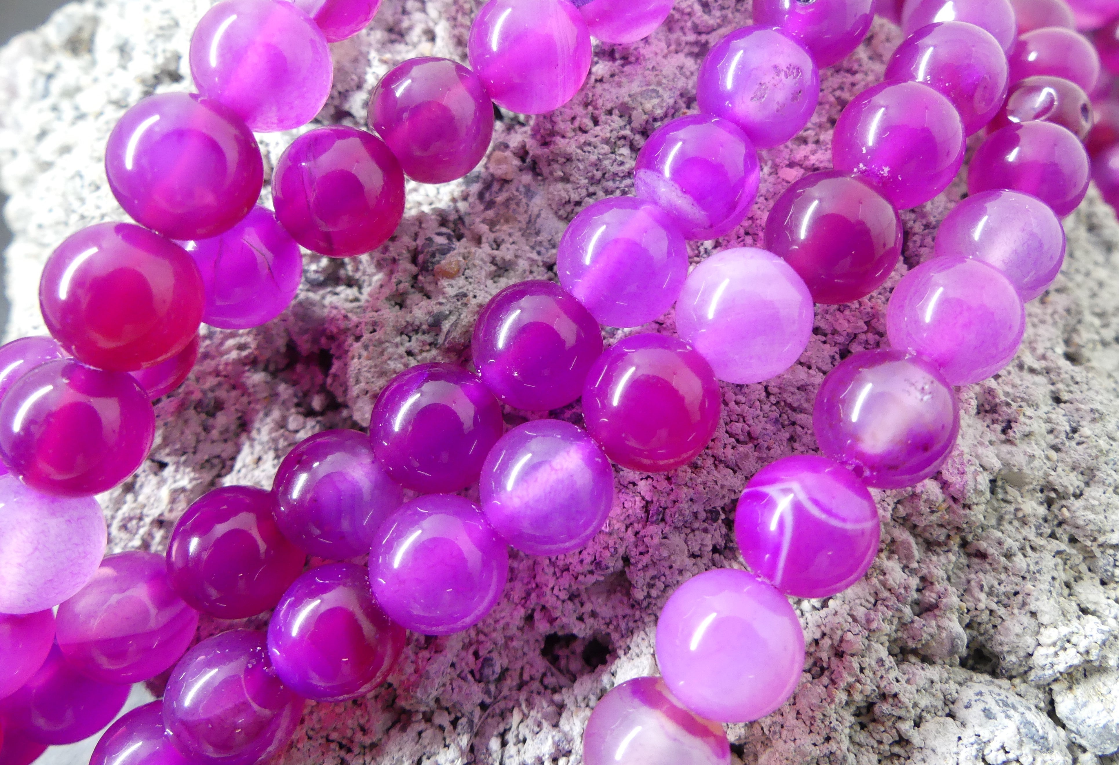 Ronde 8 - Agate naturelle teint camélia  (10 pces)