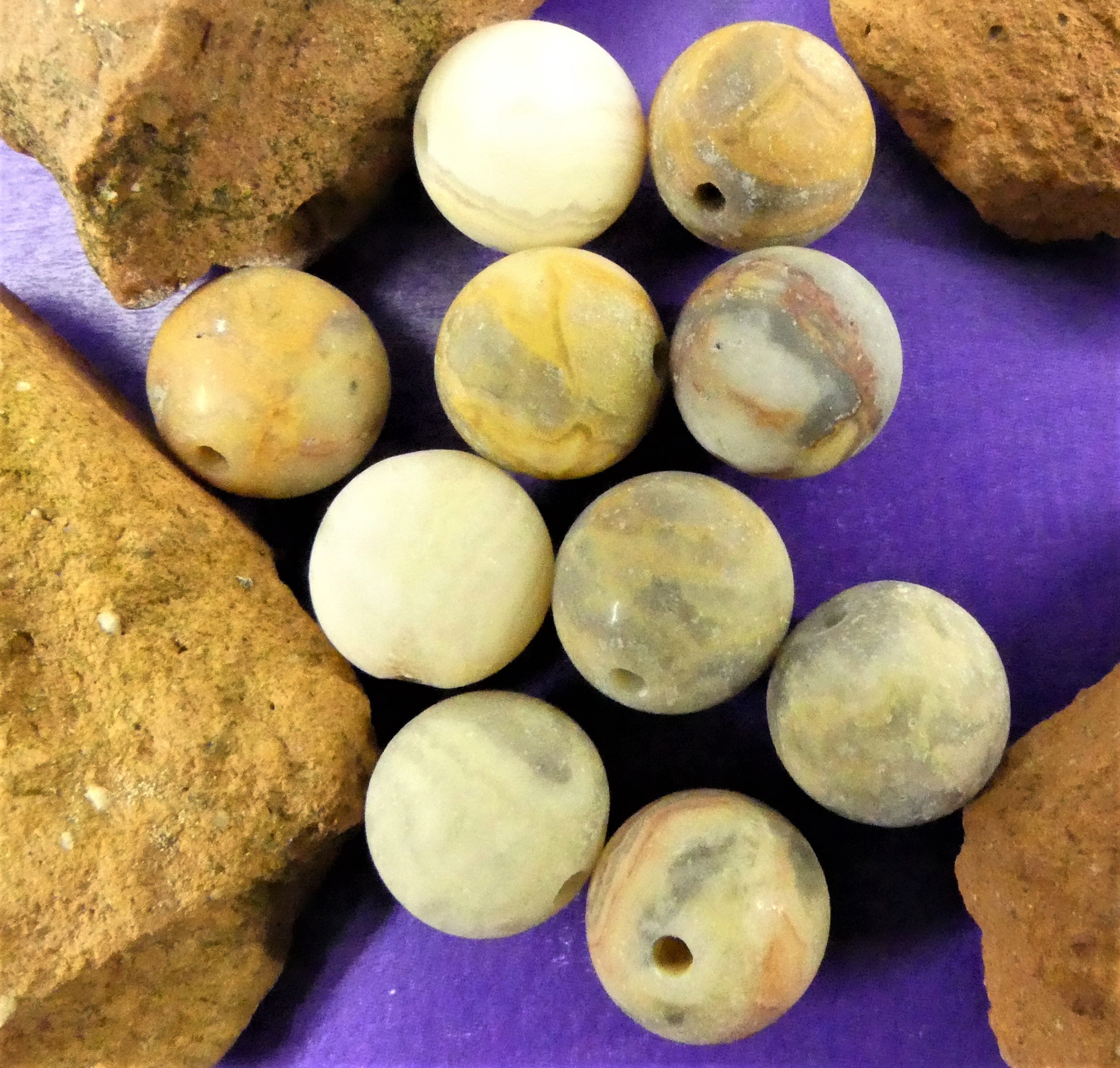 Ronde 8 - Agate folle naturelle mat (10 pces) 