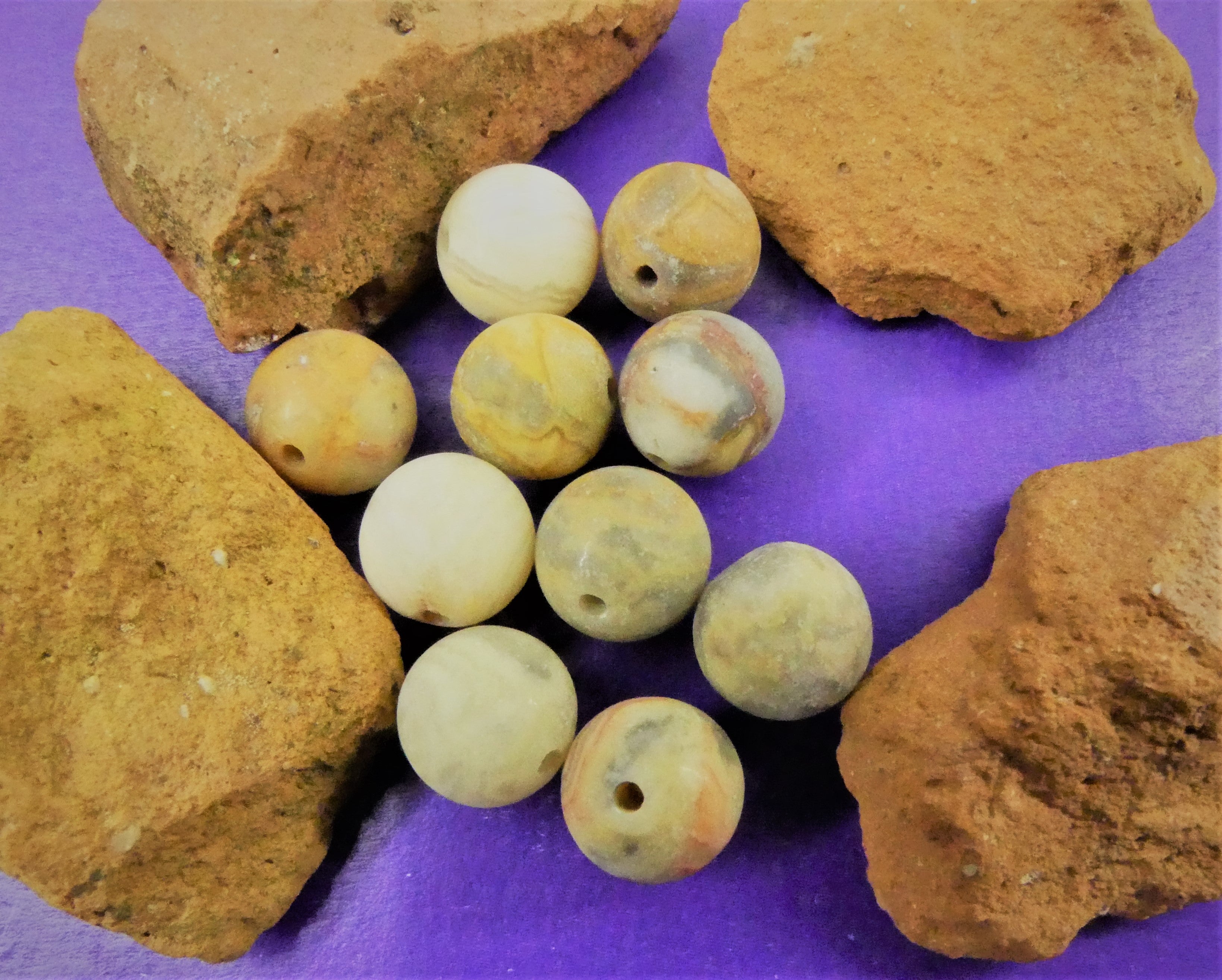 Ronde 8 - Agate folle naturelle mat (10 pces) 