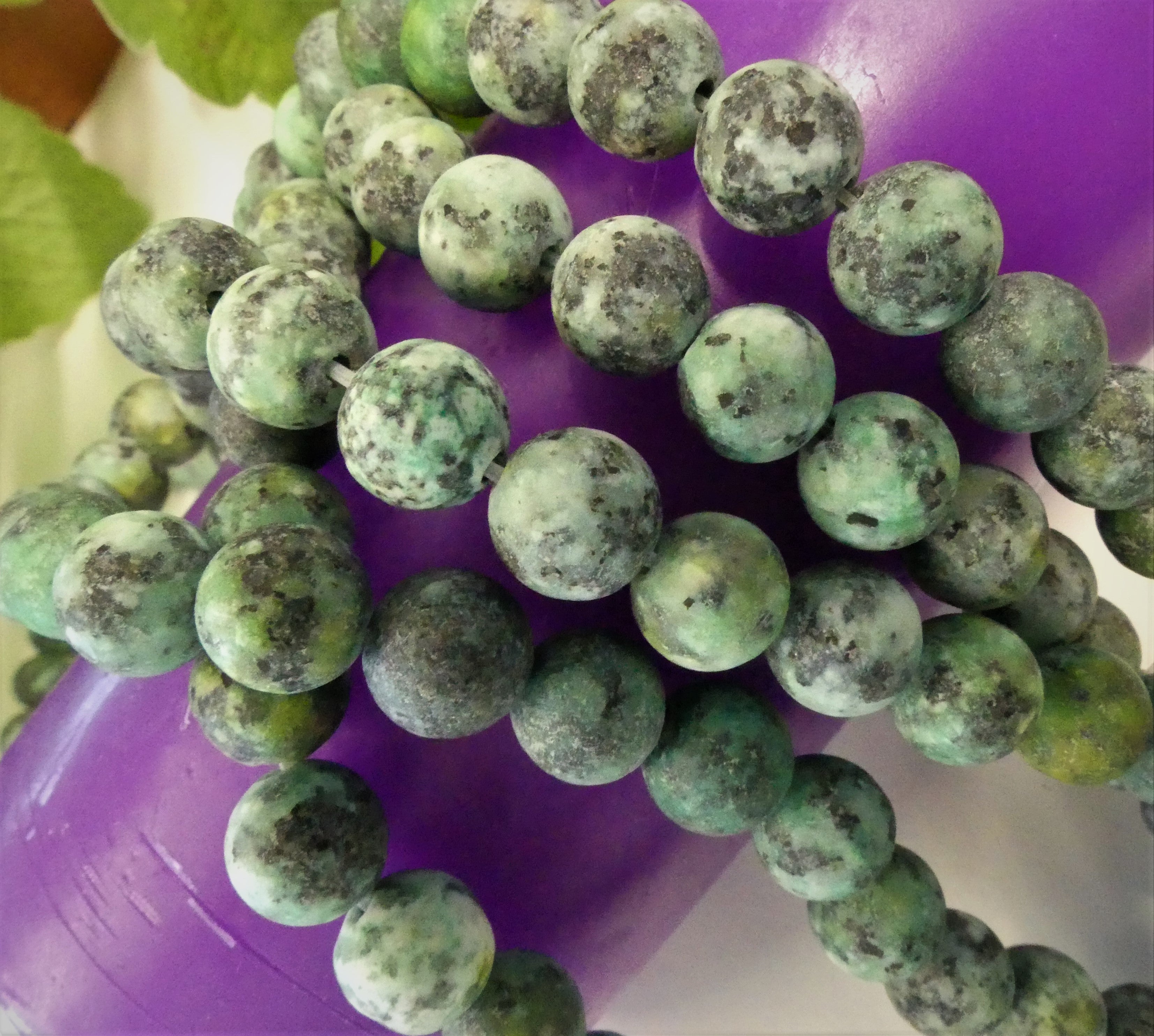 Ronde 8 - Jaspe naturelle africaine turquoise (10 pces)