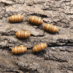 Perle ovale acrylique en imitation bois - (10 pces)