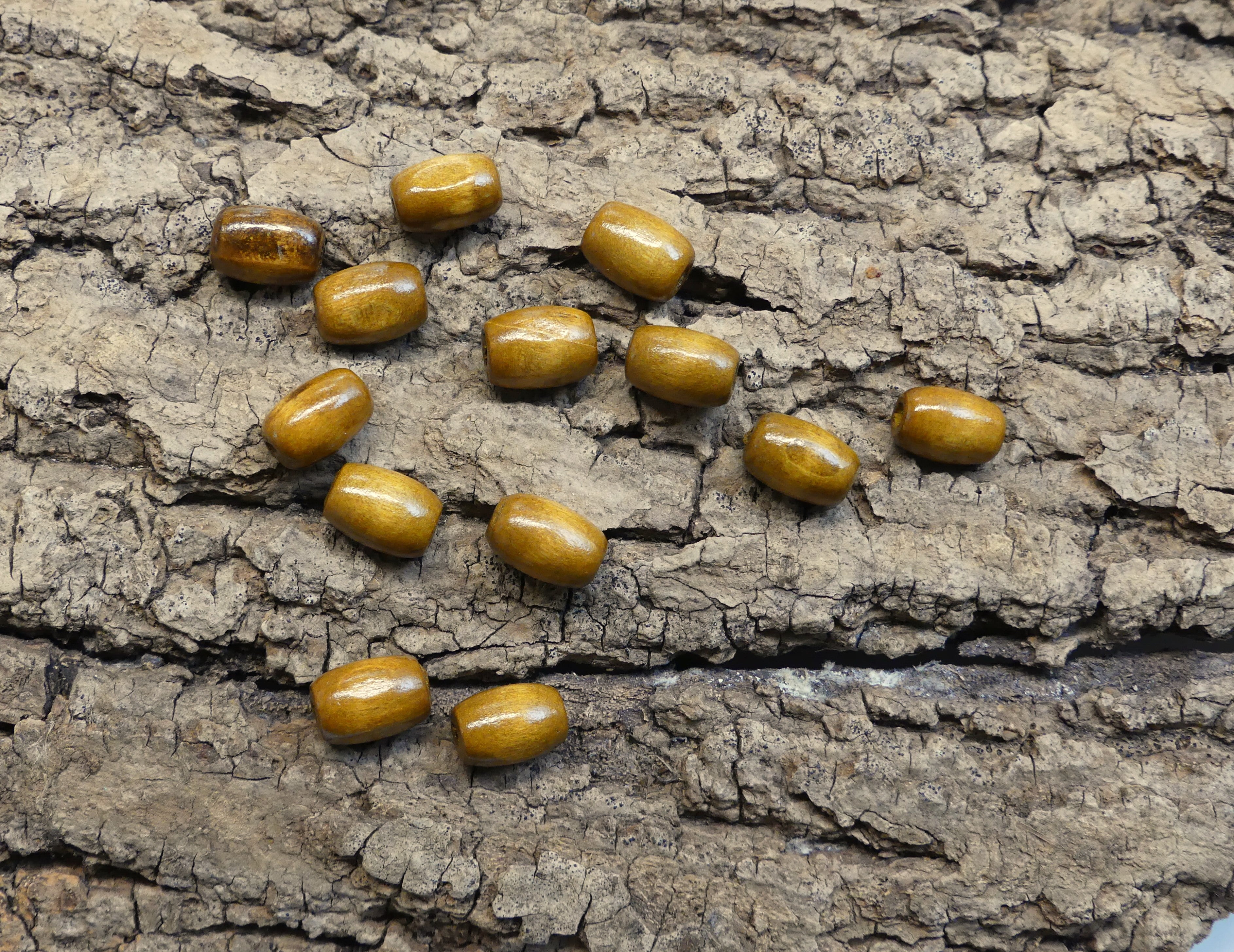 Perle de bois ovale teintée - (20 pces)