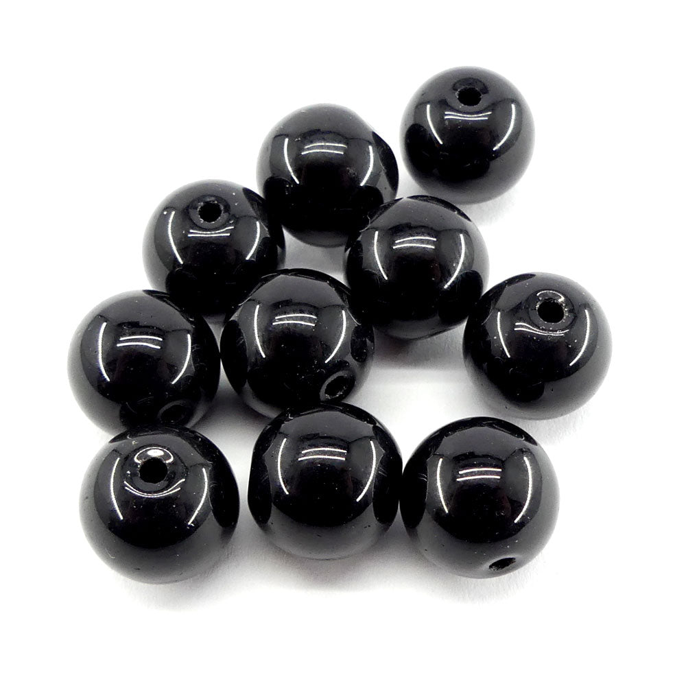 Perle de Verre ronde transparente 12 - Black (5 pces)