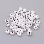 Perle alphabet acrylique " L " - Blanc &  Noir - 1 pce