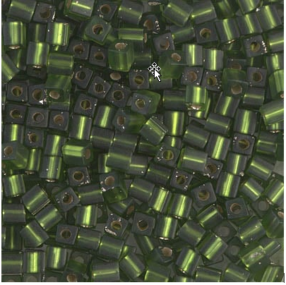 Perle carrée Miyuki Olive Mat Doré Argenté (3mm)