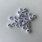 Perle alphabet acrylique "  X" - Blanc & Noir - 1 pce