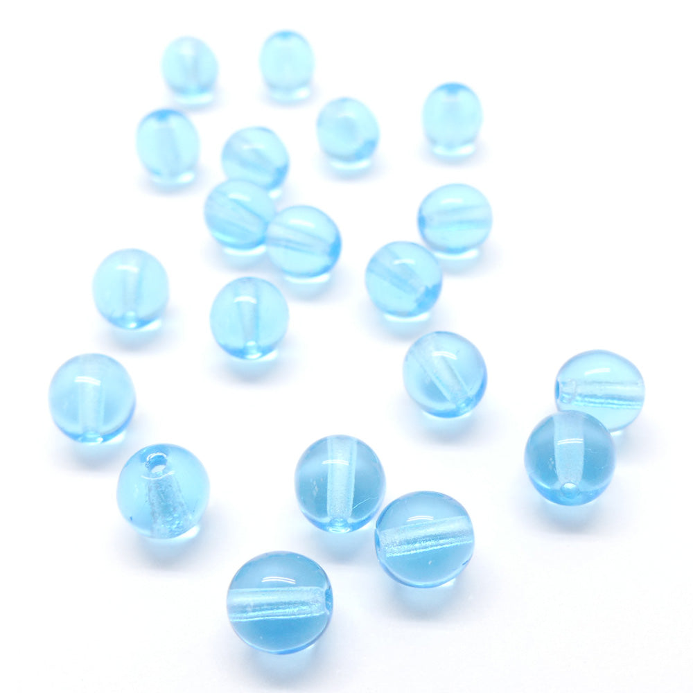 Perle de Verre ronde transparente 6 - Aquamarine (10 pces)
