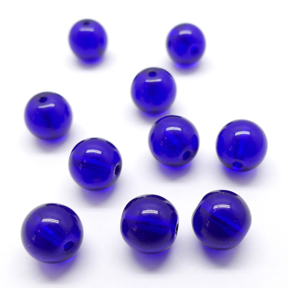 Perle de Verre ronde 8 - Bleu foncé (10 pces)