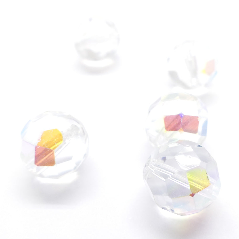 Perle de Verre à facettes 12 - Crystal AB (5 pces)