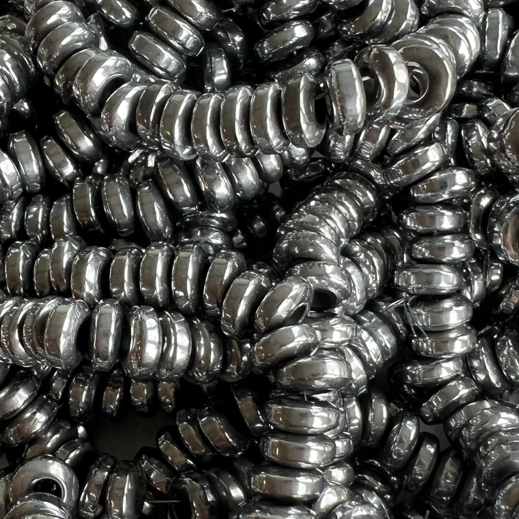 Perles Heishi - Hématite synthétique -   Platine (10 pces)