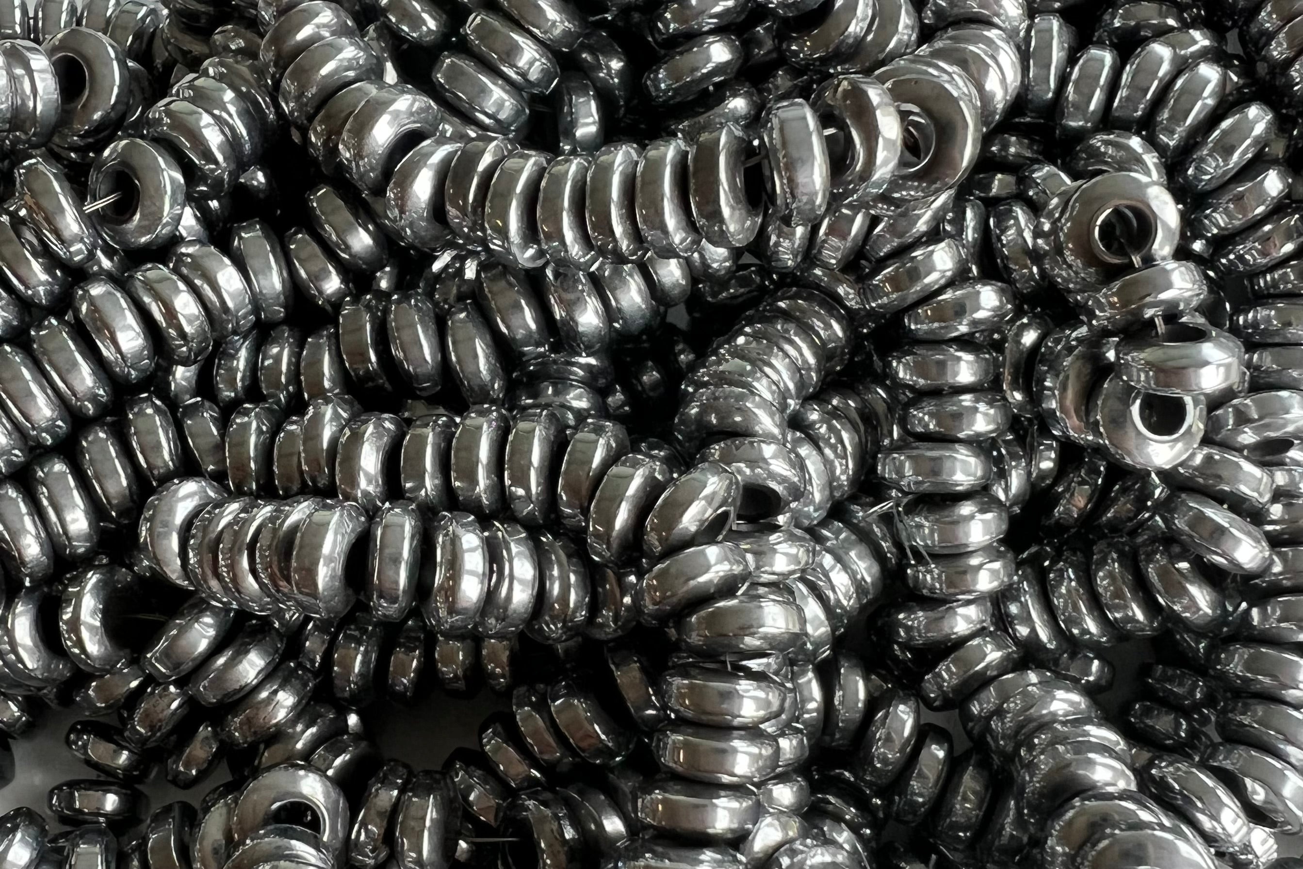 Perles Heishi - Hématite synthétique -   Platine (10 pces)