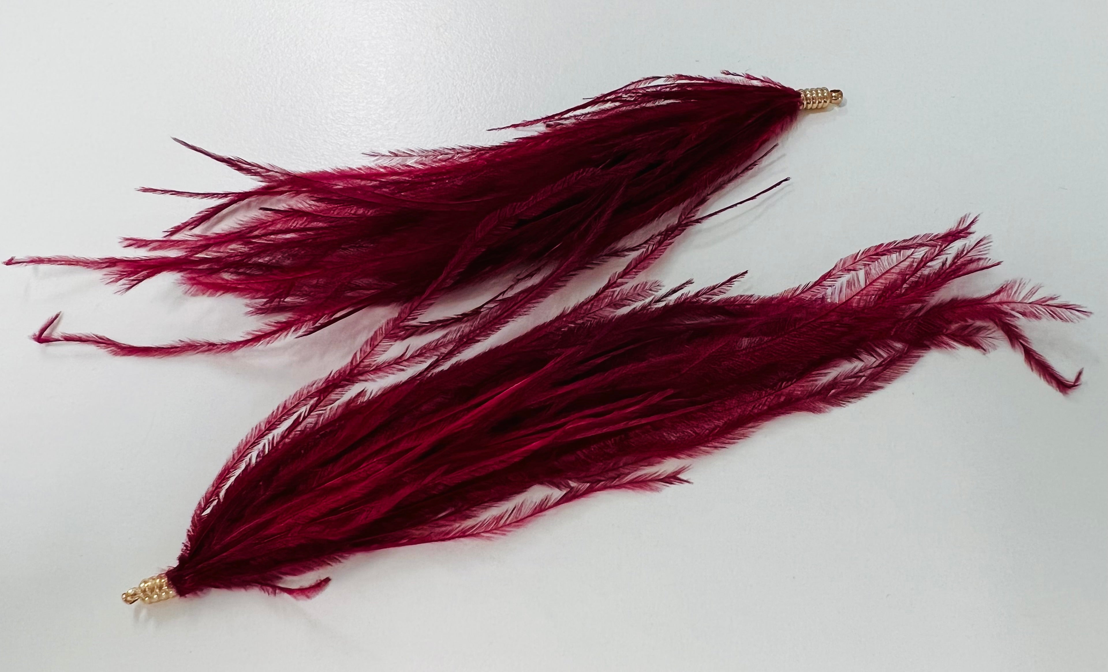 Pendentif - Plume d'autruche Bordeau (1 pce)