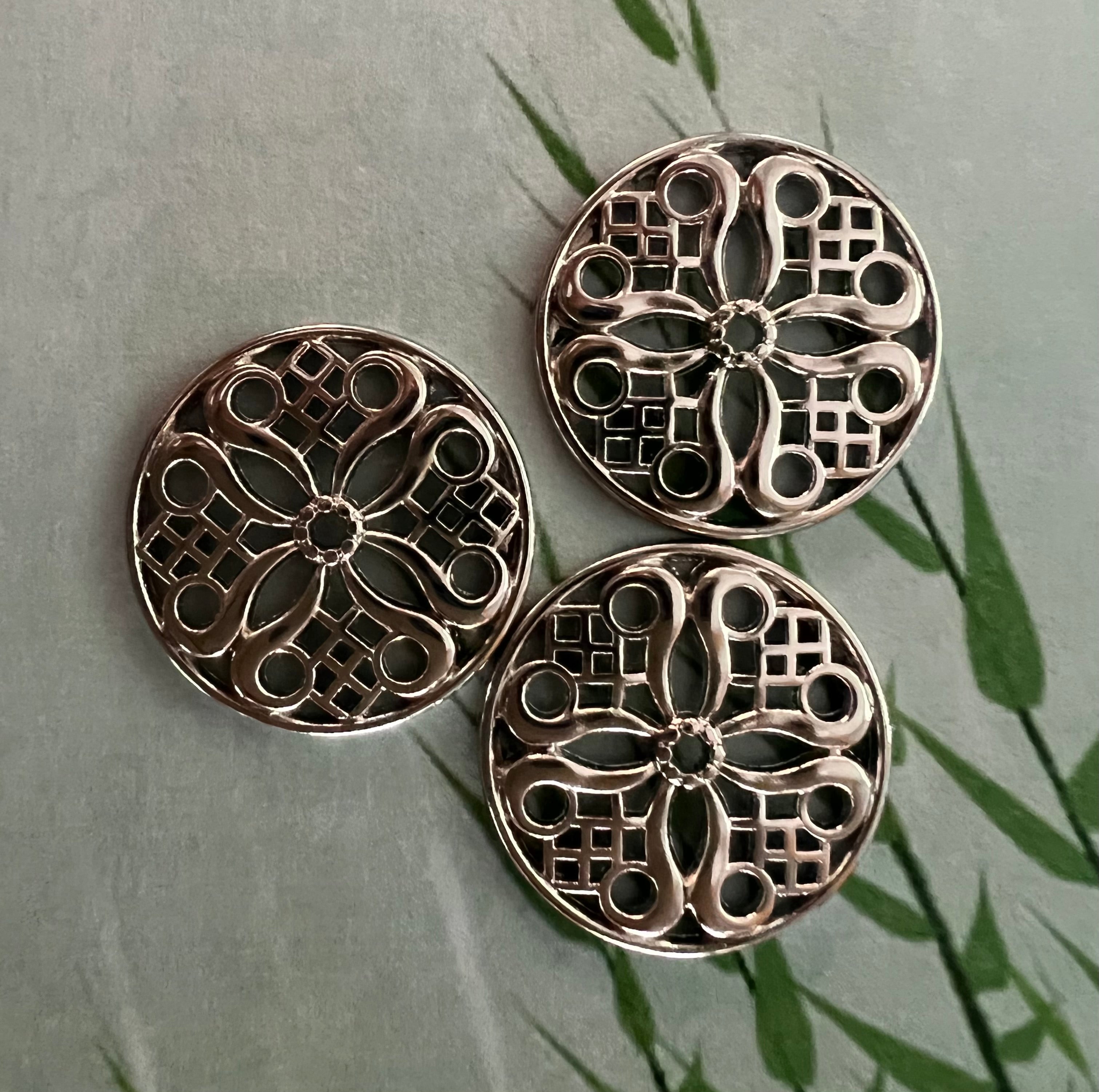 Perle ronde plate de style tibétain (1 pce)