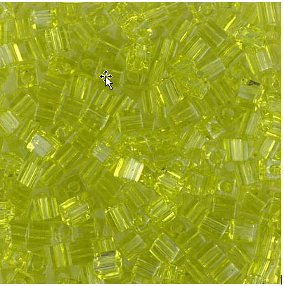 Perle carrée Miyuki Chartreuse Transparente (3mm)