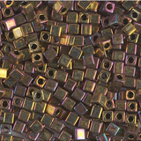 Perle carrée Miyuki Métallique Or Iris (3mm)