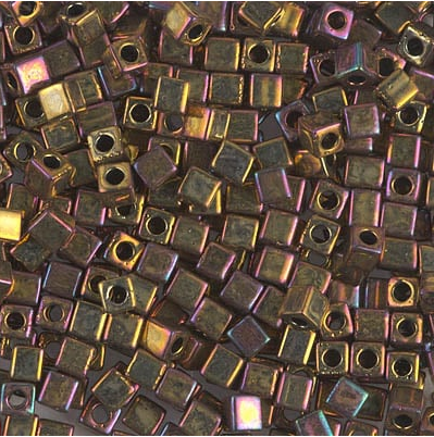 Perle carrée Miyuki Métallique Or Iris (3mm)