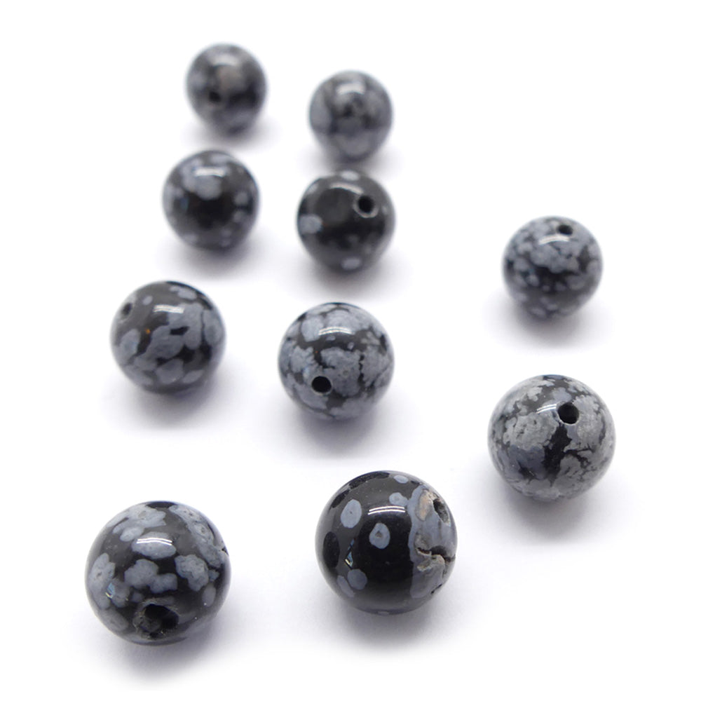 Ronde 8 - Obsidienne flocon de neige (10 pces)