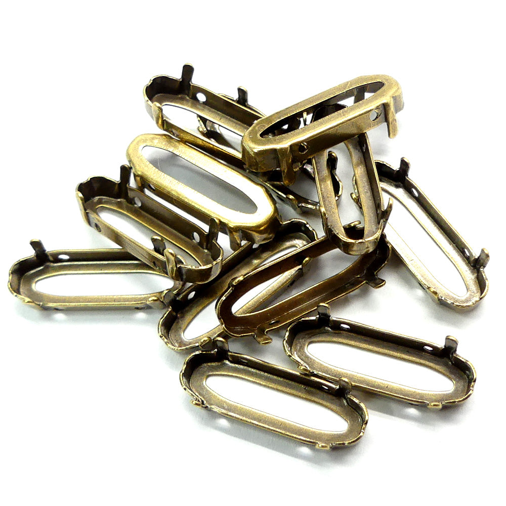 Sertissage long ovale 21 x 7 mm - bronze  (1 pce)