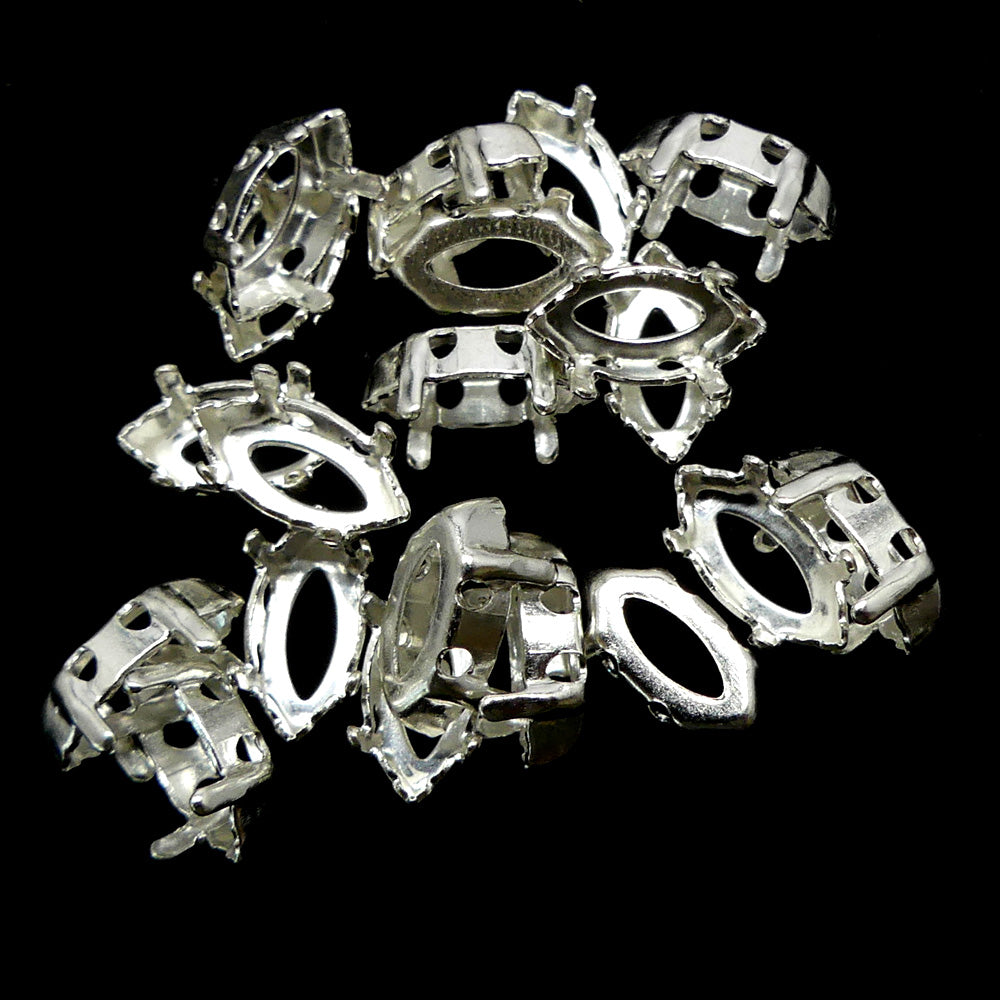 Sertissage navette 10 x 5 mm - Argenté  (1 pce)