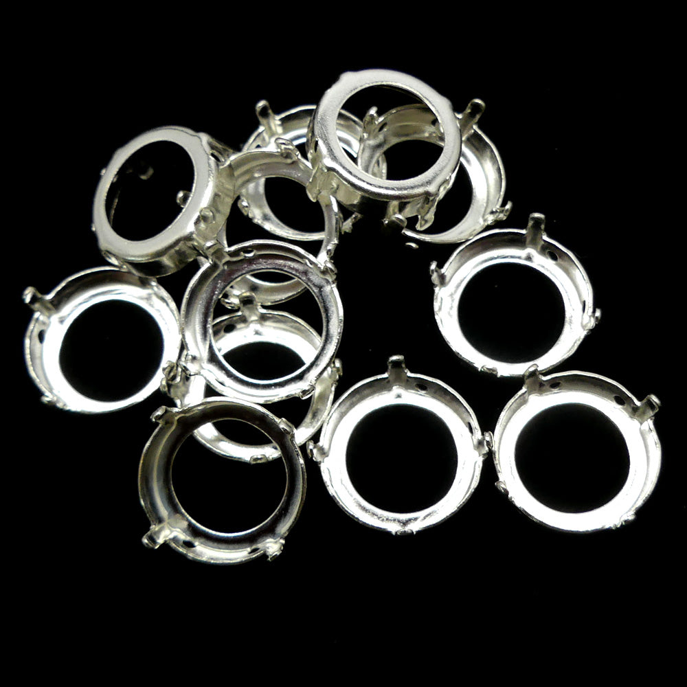 Sertissage rond Rivoli argenté 14 mm (1 pce)