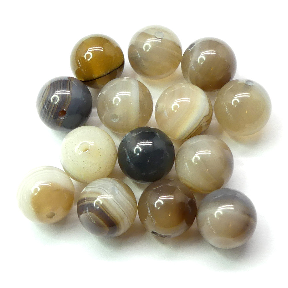 Ronde 10 - Agate naturelle Botswana (5 pces)