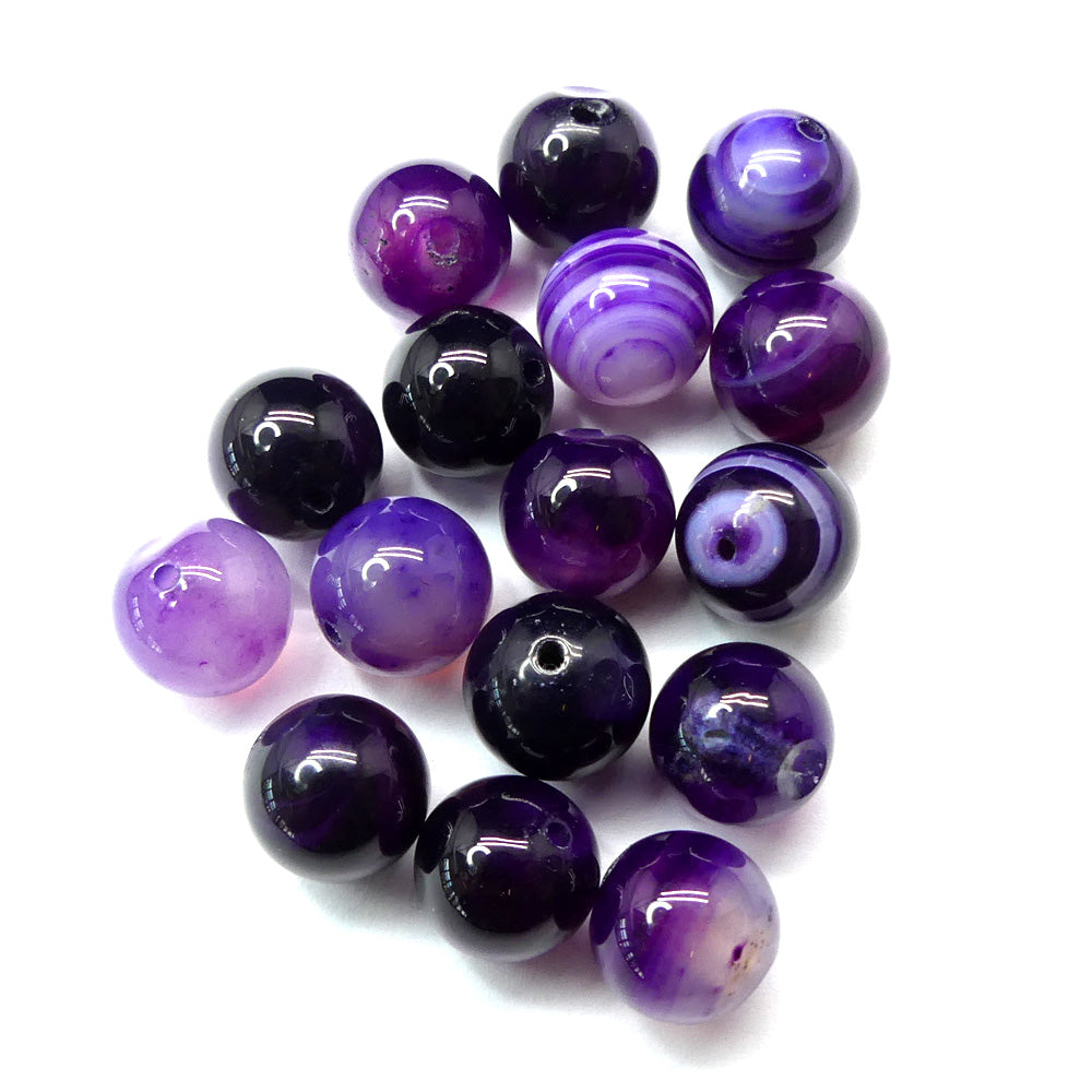 Ronde 10 - Agate naturelle rayée Indigo (5 pcs )