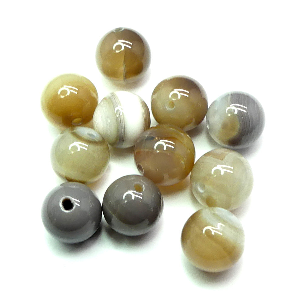 Ronde 12 - Agate naturelle botswana (5 pces)