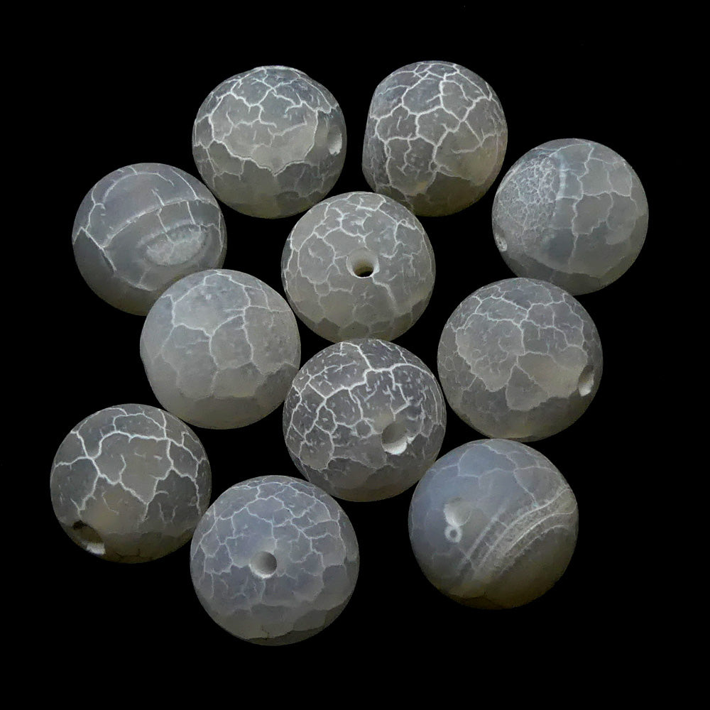Ronde 12 - Agate naturelle craquelée blanc (5 pces)
