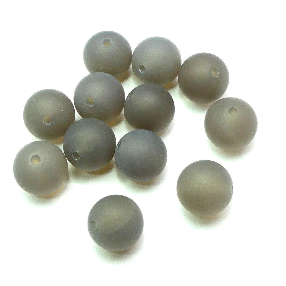 Ronde 12 - Agate naturelle givré gris (5 pces)
