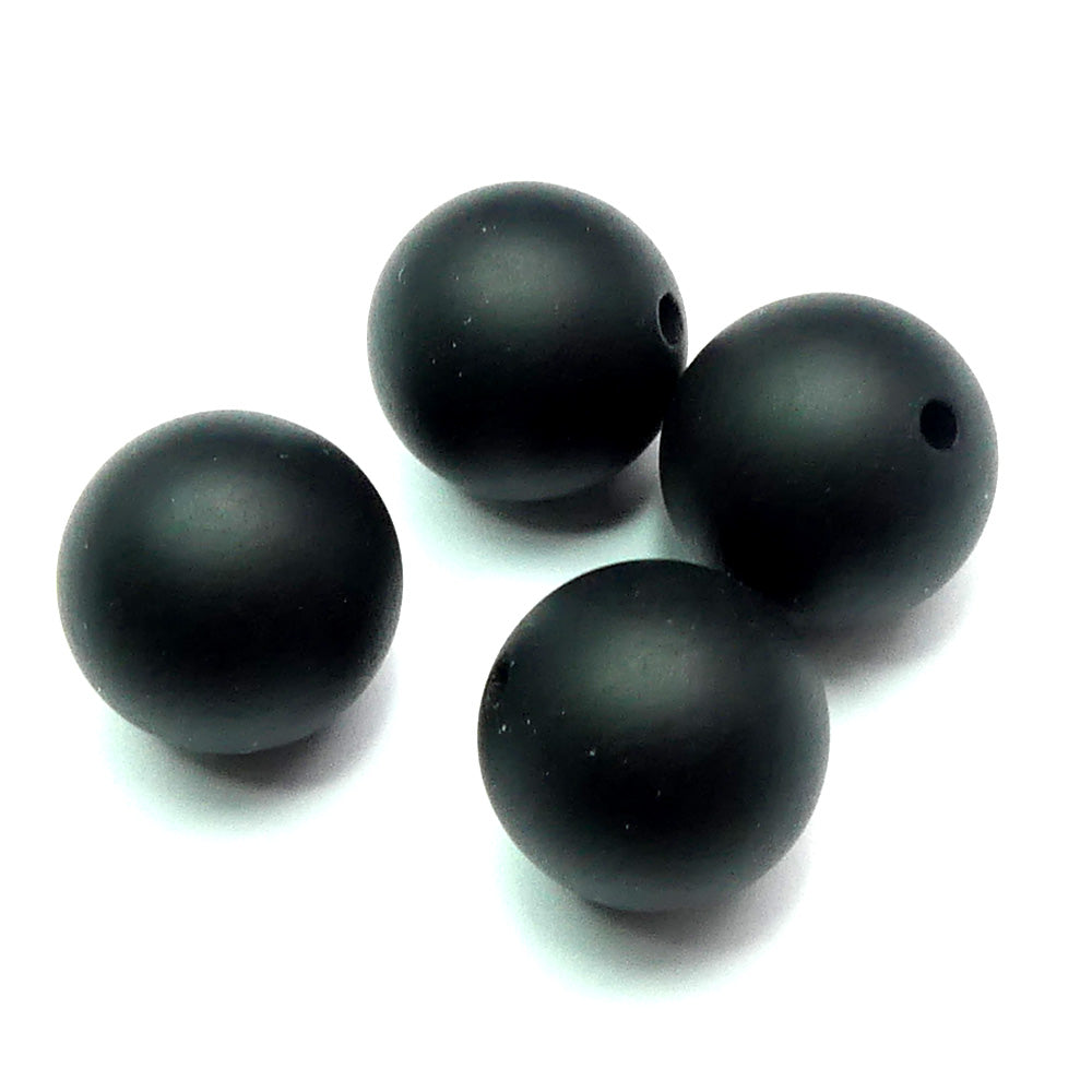 Ronde 12 - Agate naturelle givré teint noir (5 pces)