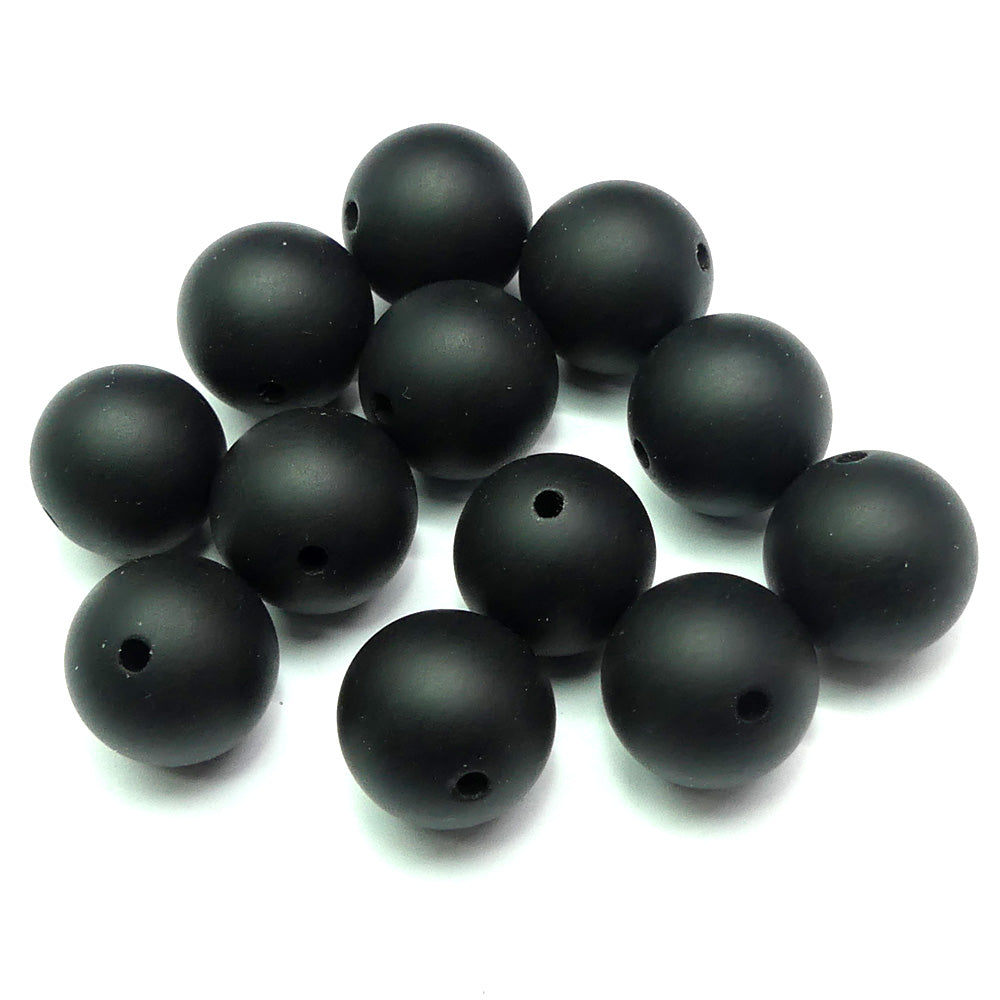 Ronde 12 - Agate naturelle givré teint noir (5 pces)