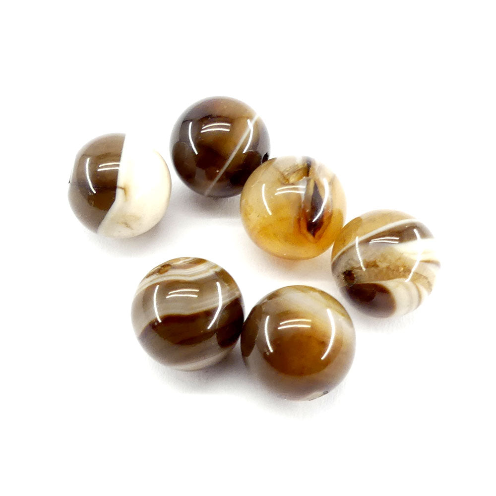 Ronde 12 - Agate naturelle rayée teint café (5 pces)
