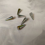 Perle Pointe en verre pressé - Bleu ciel irisé vert - 1 pce