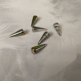 Perle Pointe en verre pressé - Bleu ciel irisé vert - 1 pce