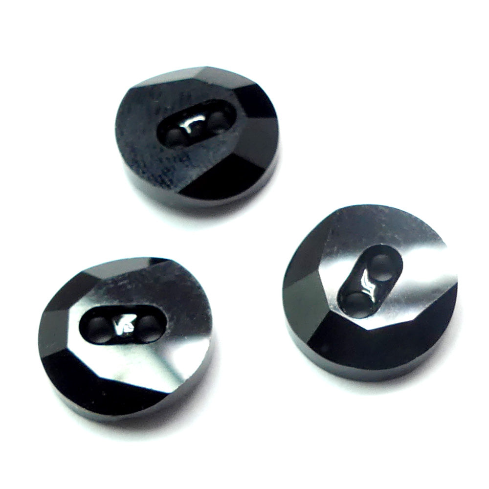 Bouton rond asymétrique 12 - Noir - Jet (1 pce)