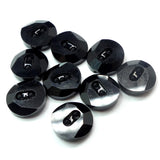Bouton rond asymétrique 12 - Noir - Jet (1 pce)