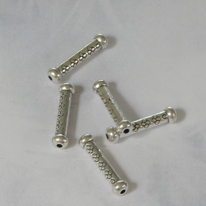 Perles en alliage de style tibétain, Tube, argent antique (à la pièce)