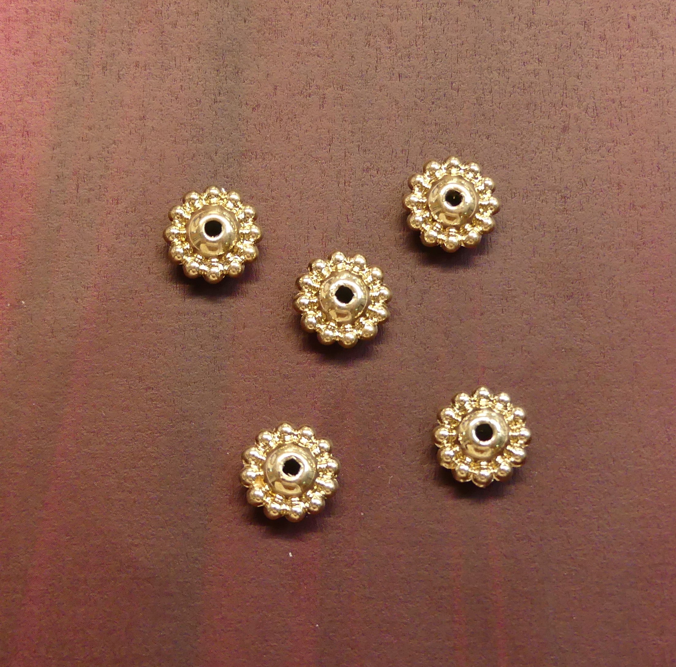 Perle d'espacement en alliage, sans nickel et sans plomb, plaqué or clair - (3 pces)