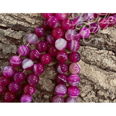 Ronde 10 -  ronde agate rayée naturelle violet / rouge (5 pces)