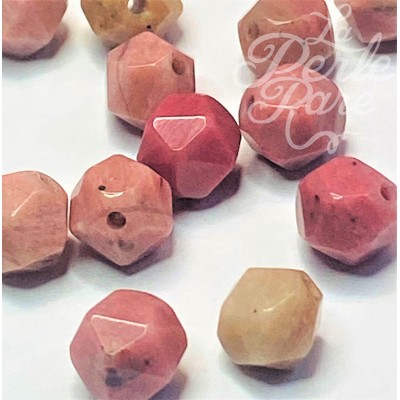 Perles de rhodonite naturelle, taillées à facettes - (10pces)